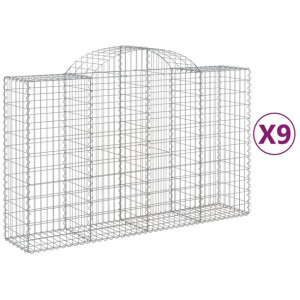 Kosze gabionowe, 9 szt, 200x50x120/140 cm, galwanizowane żelazo