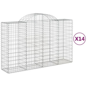 Kosze gabionowe, 14 szt, 200x50x120/140cm, galwanizowane żelazo
