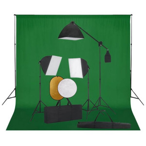 vidaXL Zestaw studyjny z lampami softbox, tłem i blendami