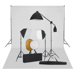 vidaXL Zestaw studyjny z lampami softbox, tłem i blendami