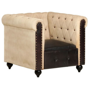 Fotel Chesterfield, brązowy, skóra naturalna