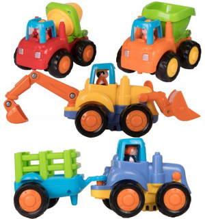 Pojazdy Auta Budowlane Zestaw 4szt Koparka Traktor
