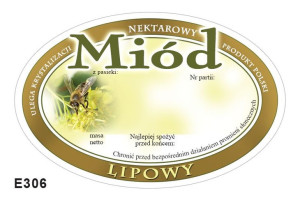 Paczka etykiet owalnych na miód lipowy (100szt) - wzór E306