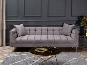 Modna Sofa Trzyosobowa Deco Glamour Ze Złotymi Nóżkami