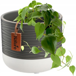 Kadax Doniczka Ceramiczna 16cm Osłonka Szara Biała