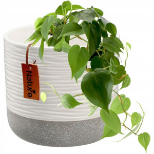 Kadax Doniczka Ceramiczna 16cm Osłonka Biała Szara