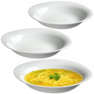 Kadax Talerz Obiadowy Głęboki 23cm Biały 3szt