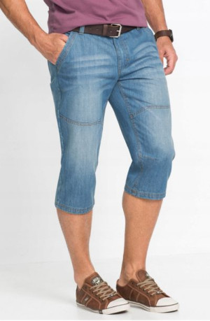 Bonprix Jeansowe Spodenki Męskie Bermudy Jeansy Za Kolano Ze Stretchem Kies
