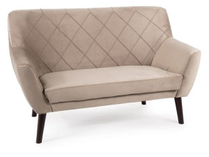 Sofa 2-osobowa do salonu KIER 2 VELVET ciemno beżowa/wenge