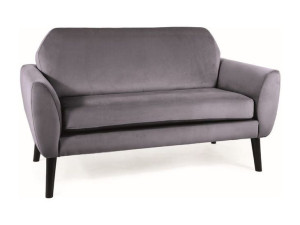 Sofa do salonu 2-osobowa welurowa MENA VELVET szara/wenge