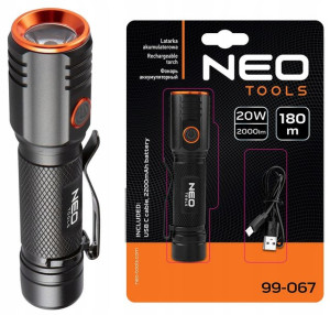 Latarka ręczna akumulatorowa USB C 2000lm CHN LED
