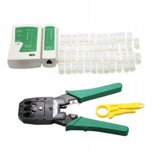 Tester Kabli Sieciowy Zaciskarka Rj45 Lan 50xzłącz