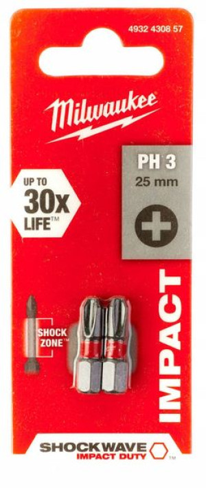 Bit Shockwave PH3 25mm-2szt. Milwaukee