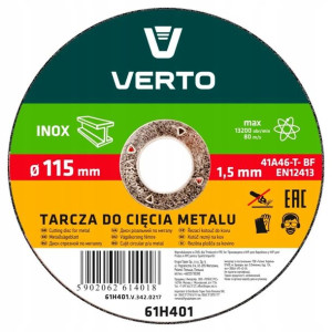 Tarcza tnąca stal nierdzewna INOX 115 1,5 VERTO