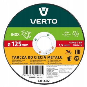 Tarcza tnąca stal nierdzewna INOX 125 1.5 VERTO