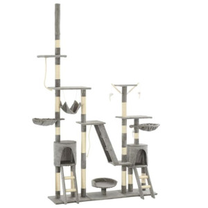 vidaXL Drapak dla kota z sizalowymi słupkami, 230-250 cm, szary
