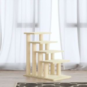 vidaXL Drapak dla kota ze słupkami sizalowymi, kremowy, 63 cm