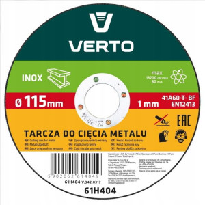 Tarcza tnąca do stali nierdzewnej INOX 115 1 VERTO