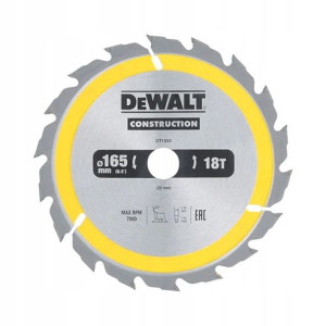 Piła Tarczowa Do Drewna 165/20mm, 18 Zębów Dewalt