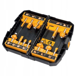 Dewalt 12-elem Zestaw Frezów-trzonek 8mm + Kaseta