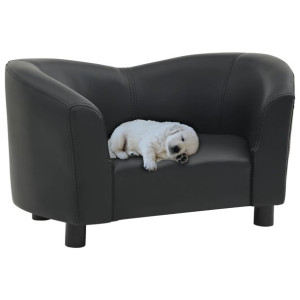 vidaXL Sofa dla psa, czarna, 67x41x39 cm, sztuczna skóra