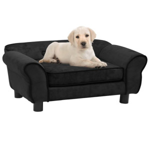 vidaXL Sofa dla psa, czarna, 72x45x30 cm, pluszowa