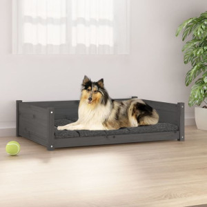 vidaXL Legowisko dla psa, szare, 95,5x65,5x28 cm, lite drewno sosnowe