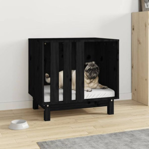 vidaXL Domek dla psa, czarny, 60x45x57 cm, lite drewno sosnowe