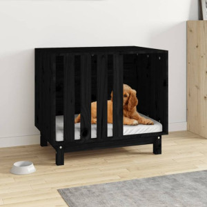 vidaXL Domek dla psa, czarny, 70x50x62 cm, lite drewno sosnowe