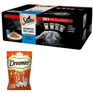 SHEBA Delicacy karma saszetki smaki rybne 80x85g+ dreamies