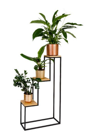 Kwietnik Metalowy Stojak Loft na Kwiaty Czarny Dąb