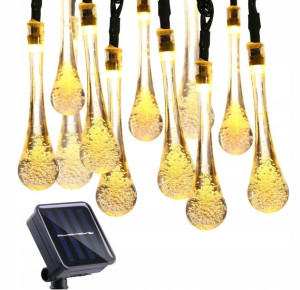 Girlanda Lampki Ogrodowe Solarne 20 Żarówek Ciepłe