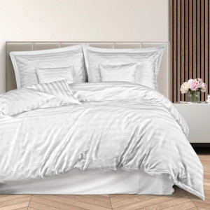 Pościel satyna bambusowo-bawełniana (P) STRIPE WHITE/220x200 +2x70x80 z lis