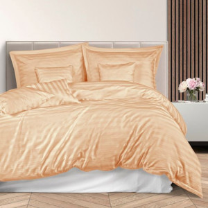 Pościel satyna bambusowo-bawełniana (P) STRIPE BEIGE/220x200 +2x70x80 z lis