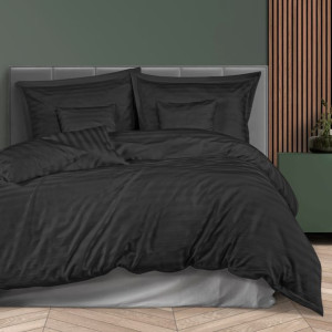Pościel satyna bambusowo-bawełniana (P) STRIPE BLACK/160x200 +2x70x80 z lis