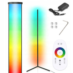 Lampa Podłogowa Stojąca Czarna Rgb + Pilot Zestaw