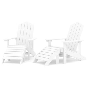 Krzesła ogrodowe Adirondack z podnóżkami, 2 szt., HDPE, białe