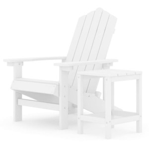 Krzesło ogrodowe Adirondack ze stolikiem, HDPE, białe