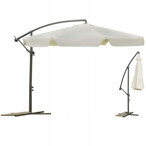 Parasol ogrodowy składany 6 segmentów beżowy Ø 350
