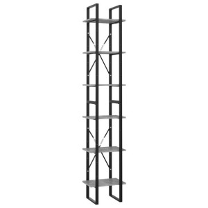 6-poziomowy regał, szarość betonu, 40x30x210 cm, płyta wiórowa
