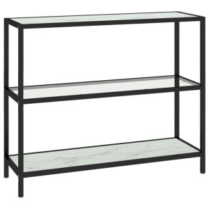 Półka, przezroczysta/biały marmur 100x36x90 cm, szkło hartowane