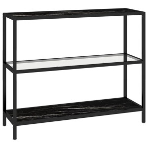 Półka, przezroczysta/czarny marmur 100x36x90 cm szkło hartowane