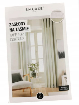 Pistacjowe strukturalne zasłony na taśmie 140x250