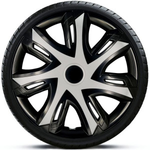 4x Kołpaki 16 cali SREBRNO CZARNE TUNING