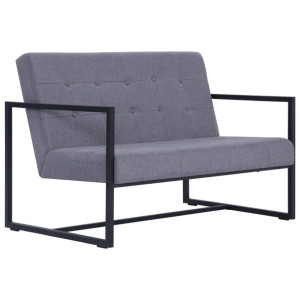 2-osobowa sofa z podłokietnikami, jasnoszara, stal i tkanina
