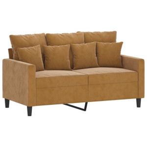 Sofa 2-osobowa, brązowy, 120 cm, tapicerowana aksamitem