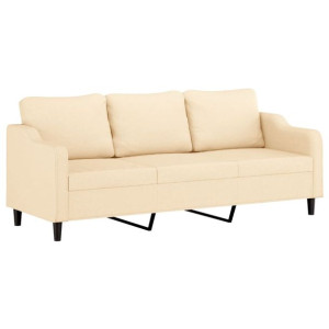 3-osobowa sofa, kremowa, 210 cm, tapicerowana tkaniną