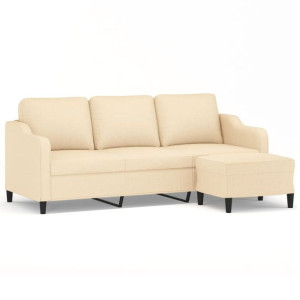 Sofa 3-osobowa, kremowa, 180 cm, tapicerowana tkaniną