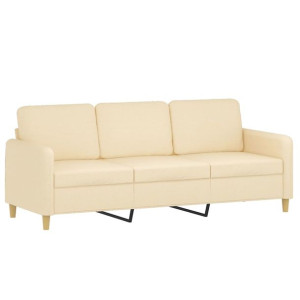3-osobowa sofa, kremowa, 180 cm, tapicerowana tkaniną