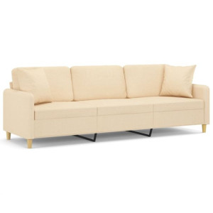 3-osobowa sofa wypoczynkowa z poduszkami, kremowa, 210 cm